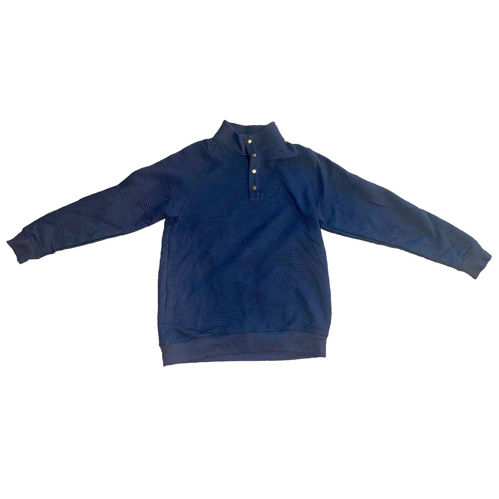 Goodfellow‎ & Co Men's Navy Pullover Sweatshirts Diamond Quilted Pattern Snap - Picture 3 of 6